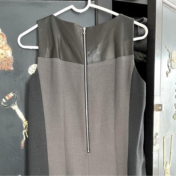 Rag & Bone Colorblock Shift Dress Lamb Leather, Size 2 Black/Grey Sleeveless - Picture 2 of 4